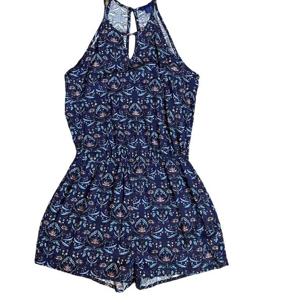 Aeropostale Blue Floral Jumpsuit with Elastic Waist XS - Picture 1 of 6